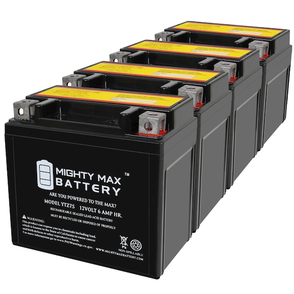 Mighty Max Battery YTZ7S 12V 6AH Replacement Battery compatible with Power Source WPZ7S - 4PK MAX4012226 - main
